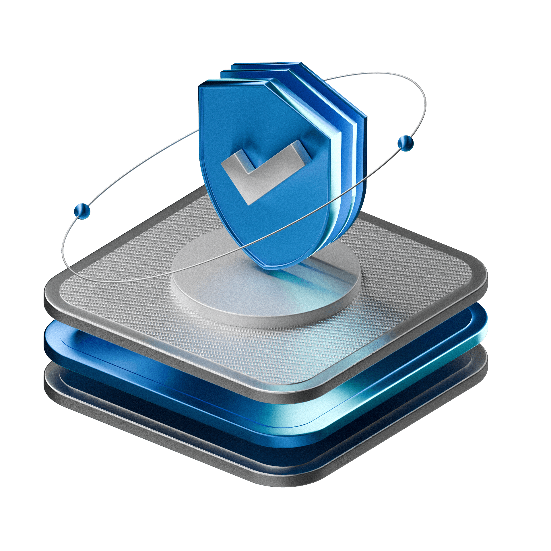 An image of a shield logo with a checkmark in the center.